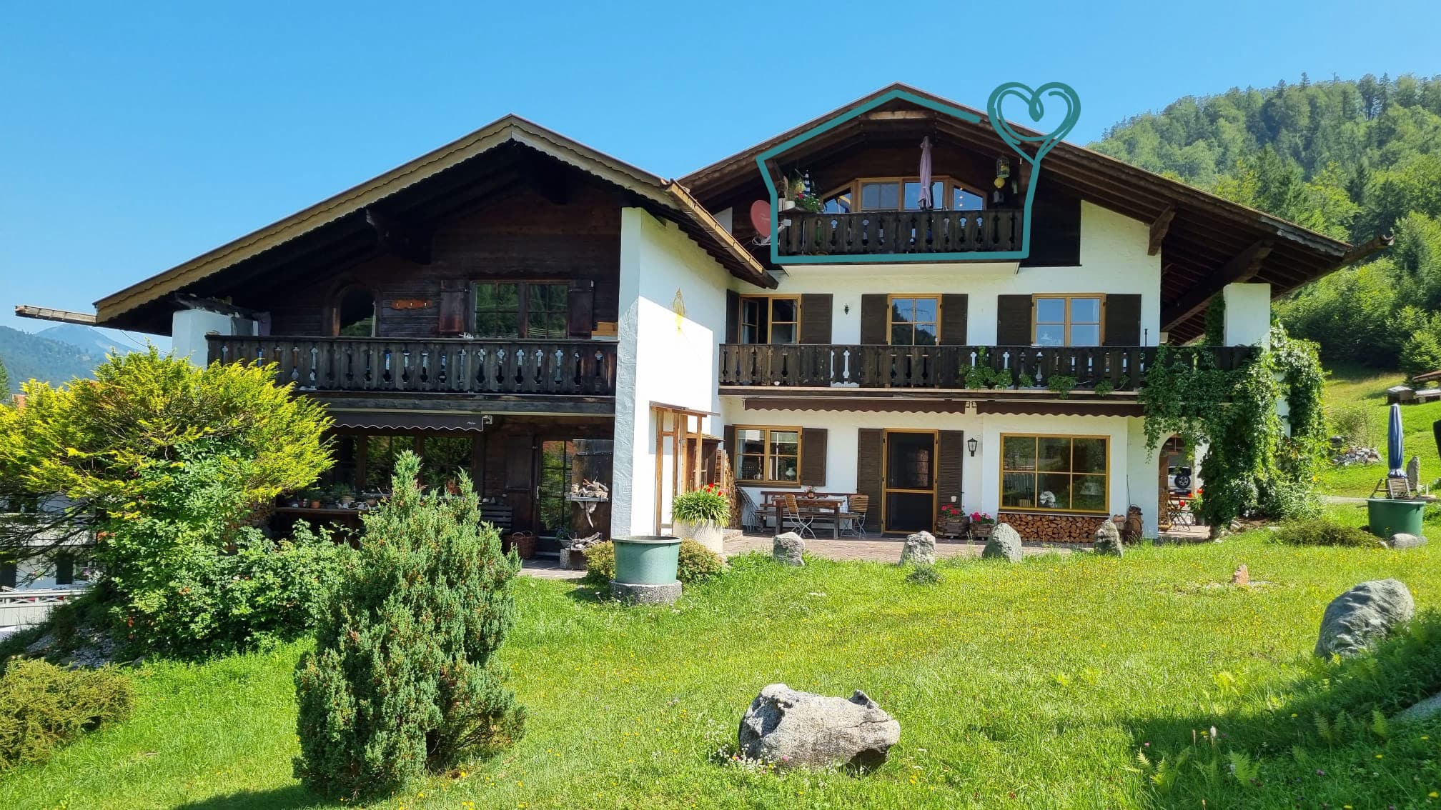 Außenansicht-Ferienwohnung-Weitblick-mit-Markierung Außenansicht Ferienwohnung Weitblick in Wallgau